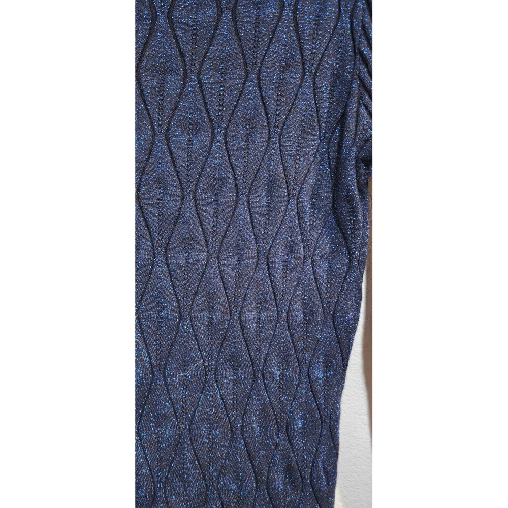 Venus Tunic Jumper Size L Electric Blue Glittery Turtle Neck Stretchy Sweater - Picture 6 of 12